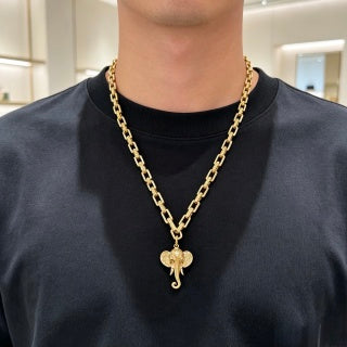 Gucci Horsebit Cross Pendant Chain Necklace