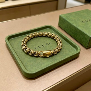 Gucci Beaded Interlocking Link Chain Bracelet