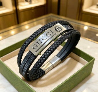 Gucci Interlocking G Leather Wrap Bracelet