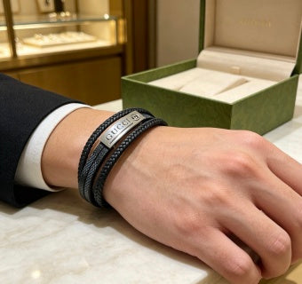 Gucci Interlocking G Leather Wrap Bracelet