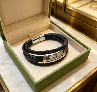 Gucci Interlocking G Leather Wrap Bracelet