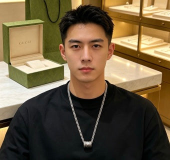 Gucci Engraved Cylinder Pendant Chain Necklace