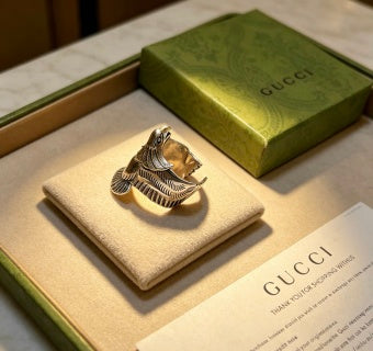 Gucci Horsebit Engraved Two-Tone Statement Ring