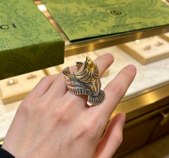 Gucci Horsebit Engraved Two-Tone Statement Ring