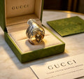 Gucci Horsebit Engraved Two-Tone Statement Ring