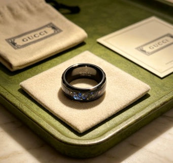 Gucci Interlocking G Iridescent Enamel Band Ring