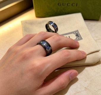 Gucci Interlocking G Iridescent Enamel Band Ring