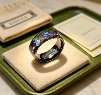 Gucci Interlocking G Iridescent Enamel Band Ring