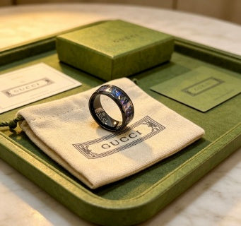 Gucci Interlocking G Iridescent Enamel Band Ring