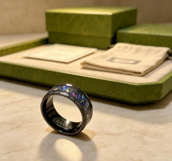 Gucci Interlocking G Iridescent Enamel Band Ring