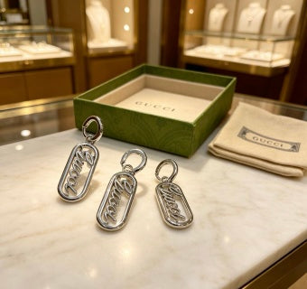 Gucci GG Oval Script Drop Earrings