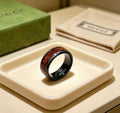 Gucci GG Black Ceramic Engraved Stripe Ring