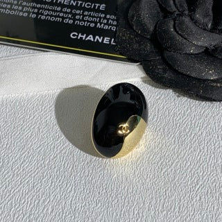 Chanel Black Dome Gold Accent Brooch – Elegant Luxury Fashion Accessory