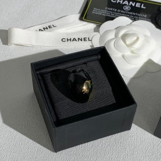 Chanel Black Dome Gold Accent Brooch – Elegant Luxury Fashion Accessory
