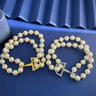 Gucci Pearl Bead GG Toggle Charm Bracelet
