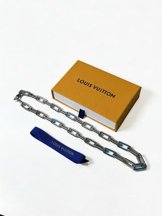 Louis Vuitton Blue Accent Link Layer Necklace