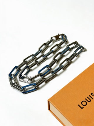 Louis Vuitton Blue Accent Link Layer Necklace