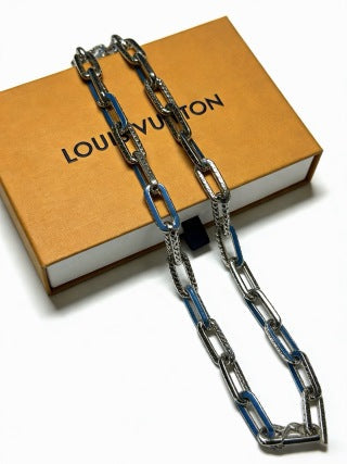 Louis Vuitton Blue Accent Link Layer Necklace
