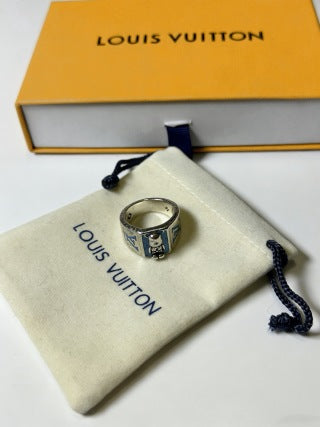 Louis Vuitton Silver Monogram Crest Ring