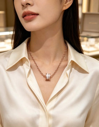Bvlgari Rose Gold Circle Pendant Necklace – Elegant Luxury Jewelry