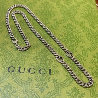 Gucci GG Woven Rope Chain Silver Necklace