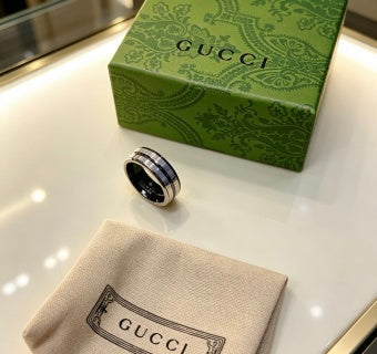 Gucci GG Black Ceramic Triple Band Ring