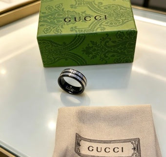 Gucci GG Black Ceramic Triple Band Ring