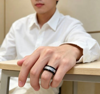 Gucci GG Black Ceramic Silver Accent Ring