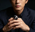 Gucci GG Black Ceramic Silver Accent Ring