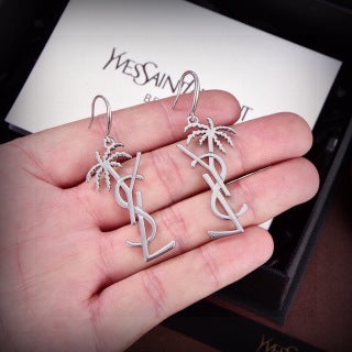 YSL Cassandre Palm Tree Drop Earrings