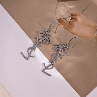 YSL Cassandre Palm Tree Drop Earrings