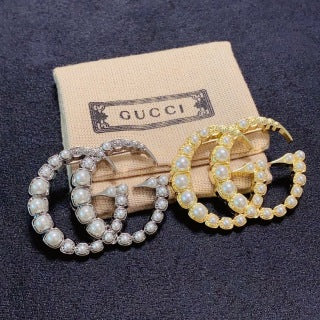 Gucci GG Crystal Double Loop Brooch Pin