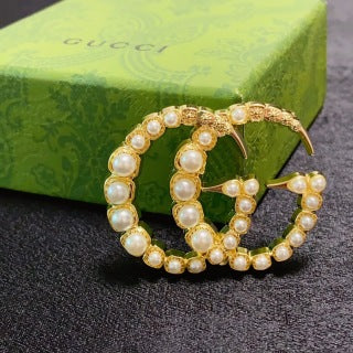 Gucci GG Crystal Double Loop Brooch Pin