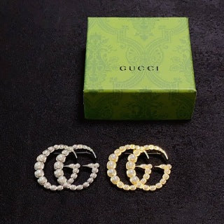 Gucci GG Crystal Double Loop Brooch Pin