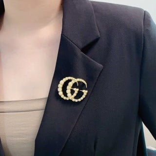 Gucci GG Crystal Double Loop Brooch Pin
