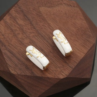 YSL Cassandre Enamel Curve Earrings