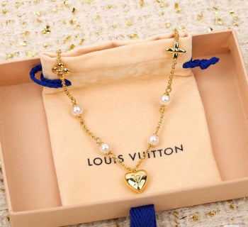 Louis Vuitton Pearl Heart Charm Necklace