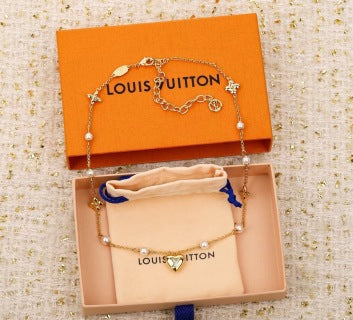 Louis Vuitton Pearl Heart Charm Necklace