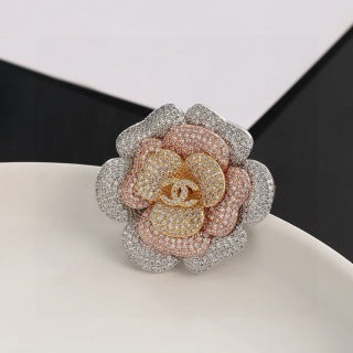 Chanel Crystal Camellia Flower Brooch – Elegant Luxury Fashion Accessory