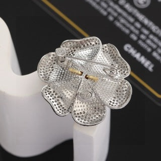 Chanel Crystal Camellia Flower Brooch – Elegant Luxury Fashion Accessory