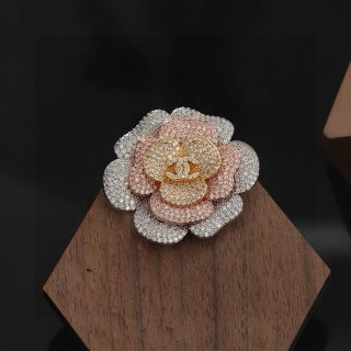 Chanel Crystal Camellia Flower Brooch – Elegant Luxury Fashion Accessory