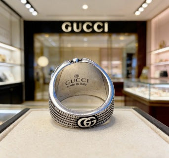 Gucci GG Sunburst Engraved Silver Ring