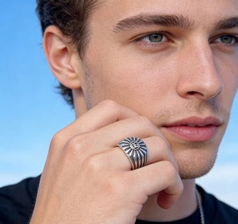 Gucci GG Sunburst Engraved Silver Ring