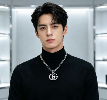 Gucci Interlocking GG Double Ring Silver Chain Necklace