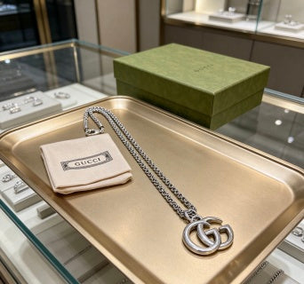 Gucci Interlocking GG Double Ring Silver Chain Necklace
