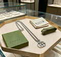 Gucci Interlocking GG Double Ring Silver Chain Necklace