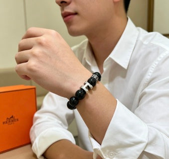 Hermès Obsidian Pearl Link Beaded Bracelet