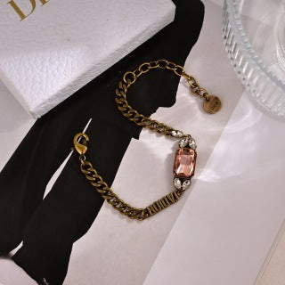 Dior Crystal Heart Link Bracelet