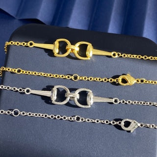 Gucci Horsebit Double Ring Pendant Chain Necklace
