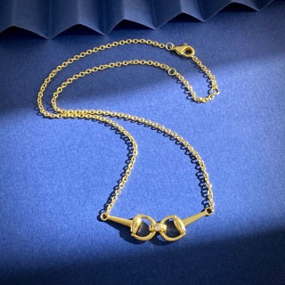 Gucci Horsebit Double Ring Pendant Chain Necklace